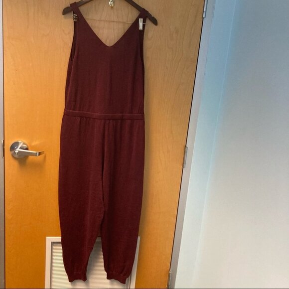 ALFANI Sz L Soft Knit Faux Wrap Drawstring Cuffed High Rise Pockets Jumpsuit - Picture 8 of 8